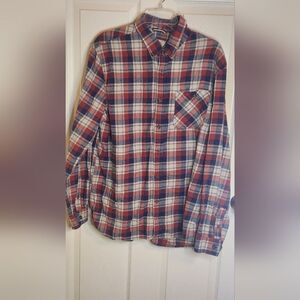 Boston Traders XL Red and Blue Plaid Pocket Flannel Button Down Men's Shirt